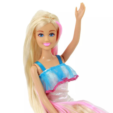 Anlily lėlė su ilgais plaukais rožine sruogele