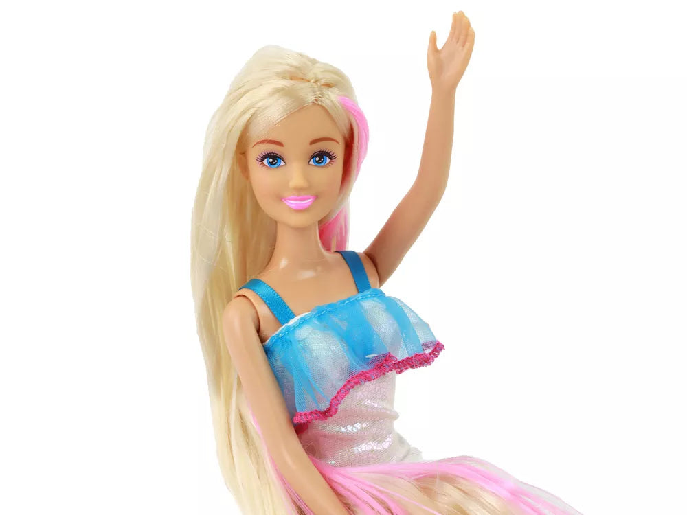 Anlily lėlė su ilgais plaukais rožine sruogele