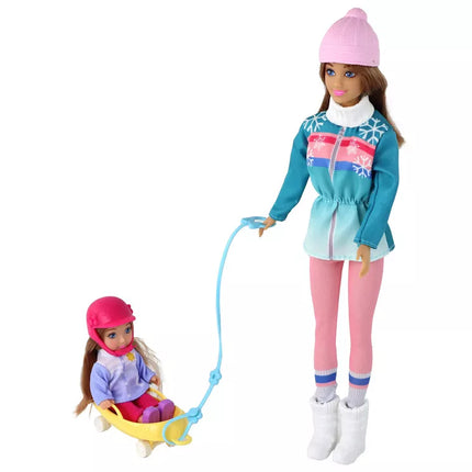 Anlily lėlės mama ir dukra su rogutėmis