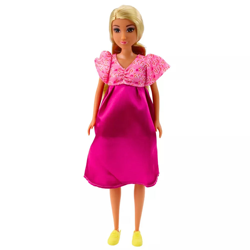 Nėščia lėlė su rožine suknele