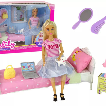 Anlily lėlė su miegamojo baldų rinkinys