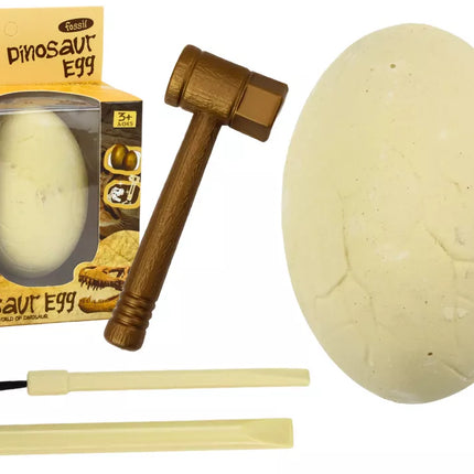 Archeologų rinkinys su dinozaurų kiaušiniu ir kasinėjimui skirti įrankiai
