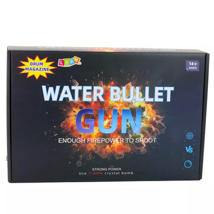 Juodas šautuvas su hidrogelio vandens kulkomis