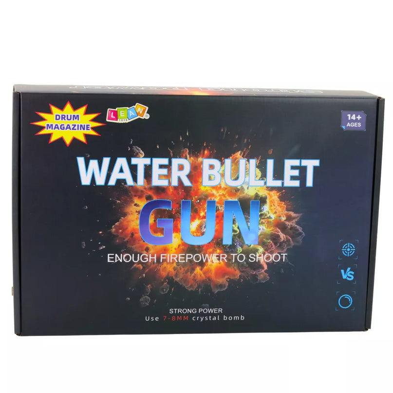 Juodas šautuvas su hidrogelio vandens kulkomis