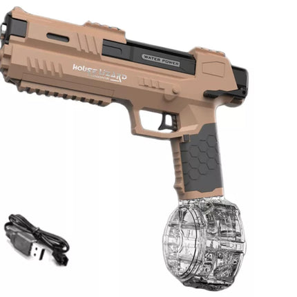 Automatinis rudas vandens šautuvas su permatomu konteineriu