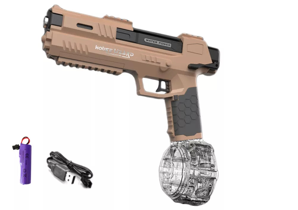 Automatinis rudas vandens šautuvas su permatomu konteineriu