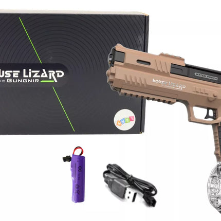 Automatinis rudas vandens šautuvas su permatomu konteineriu