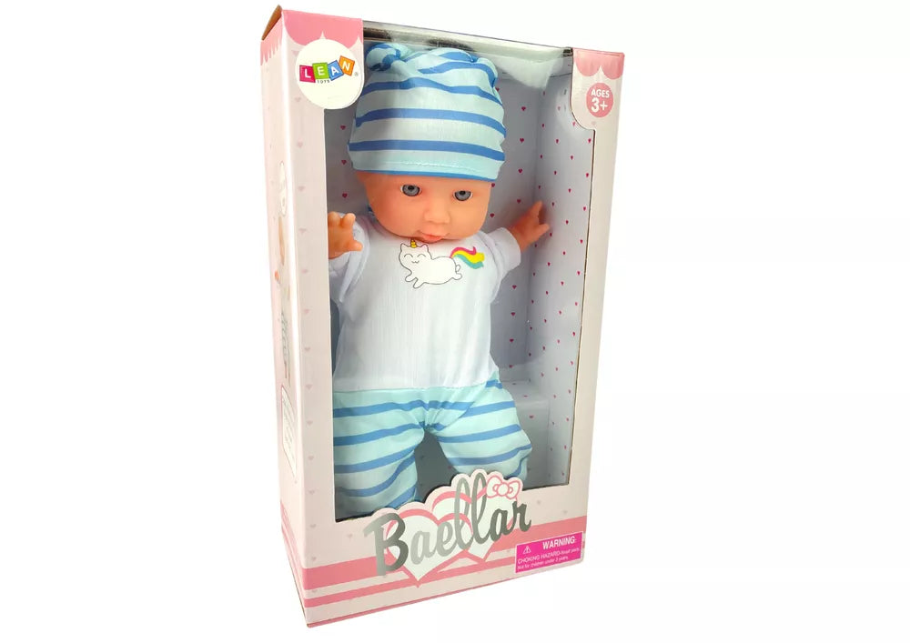 Kūdikių lėlė su dryžuoti pižamai 30 cm