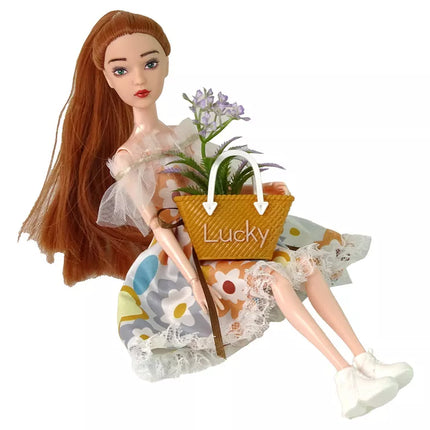 Lėlė Emilija su raudonais plaukais