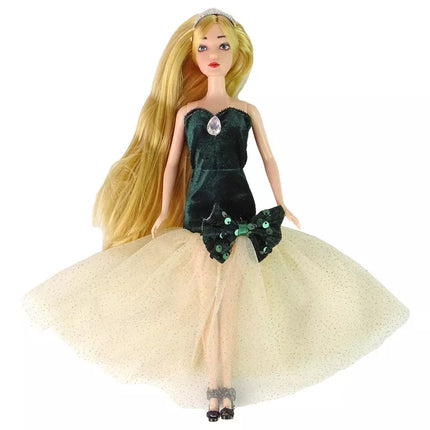 Ilgaplaukė lėlė Emilija su katinu ir gėlėmis