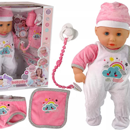 Kūdikio lėlė su čiulptukas ir aksesuarais