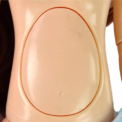 Nėščia lėlė su kūdikiu, mėlyna suknelė