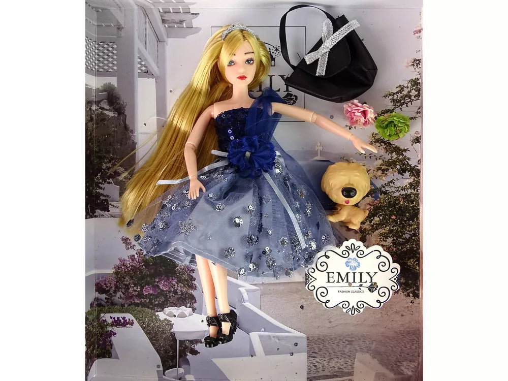 Lėlė Emilija su šuniuku ir rankine