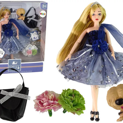 Lėlė Emilija su šuniuku ir rankine