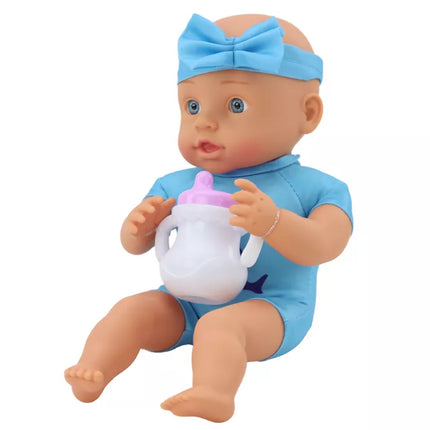 Lėlė kūdikis su mėlyna galvos juosta