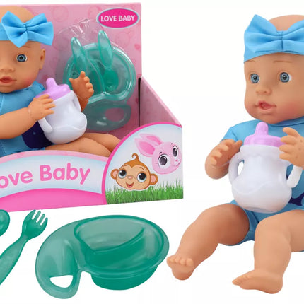 Lėlė kūdikis su mėlyna galvos juosta