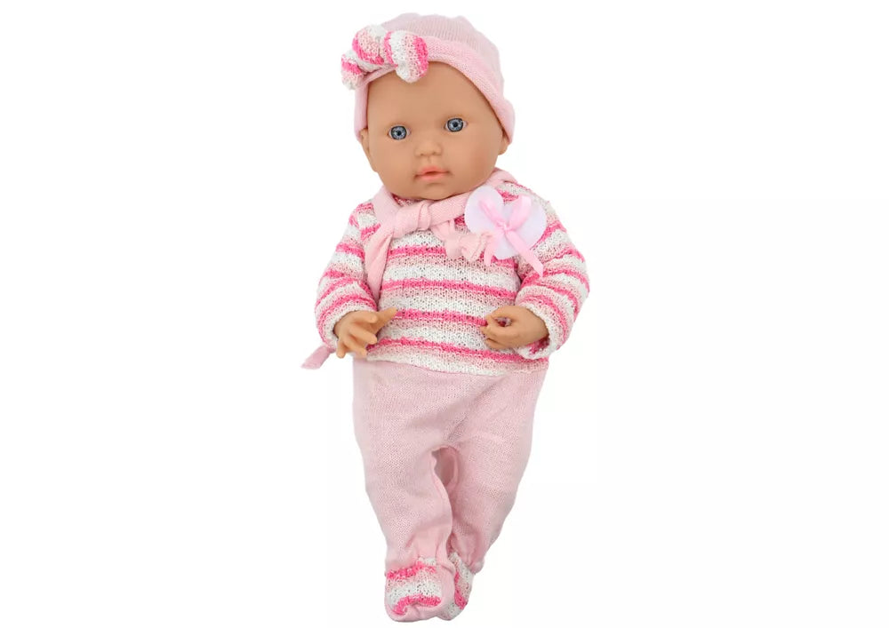 Lėlė kūdikis su rožinias rūbais ir šaliku