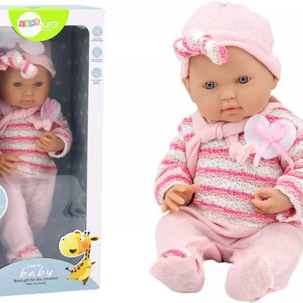 Lėlė kūdikis su rožinias rūbais ir šaliku