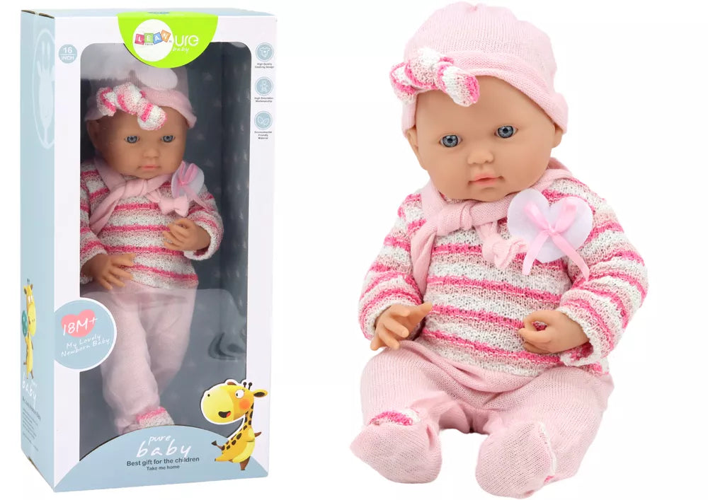 Lėlė kūdikis su rožinias rūbais ir šaliku