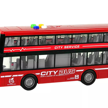 Akumuliatorinis raudonas dviaukštis autobusas