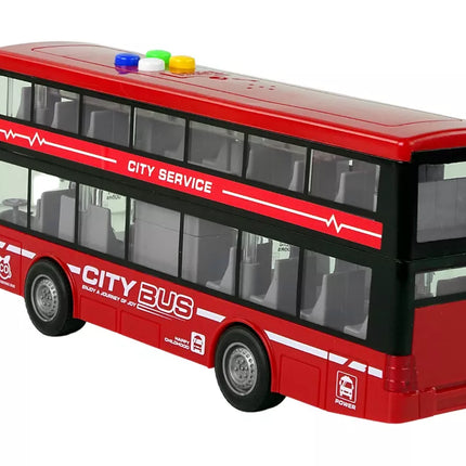 Akumuliatorinis raudonas dviaukštis autobusas