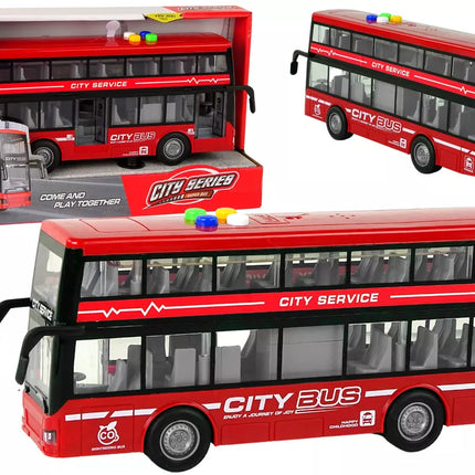 Akumuliatorinis raudonas dviaukštis autobusas