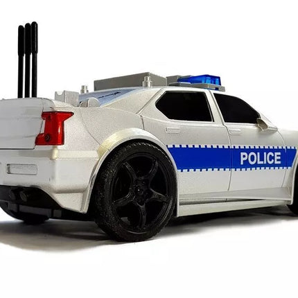 Akumuliatorinis baltas policijos automobilis