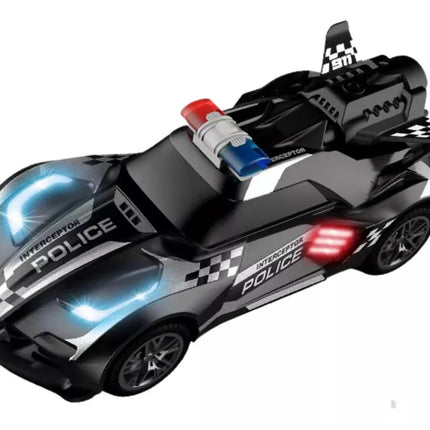 Juodas nuotoliniu būdu valdomas policijos automobilis