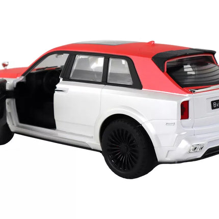 Raudonas/baltas automobilis su pulktu