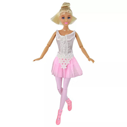 Vaikiška lėlė balerina šokėja su rožine suknele