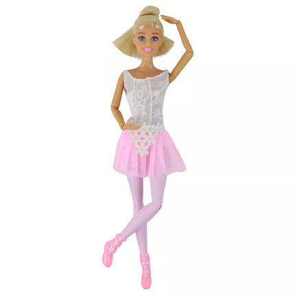 Vaikiška lėlė balerina šokėja su rožine suknele