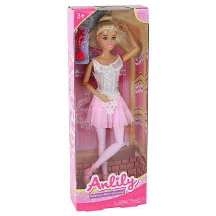 Vaikiška lėlė balerina šokėja su rožine suknele