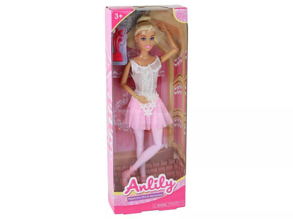 Vaikiška lėlė balerina šokėja su rožine suknele