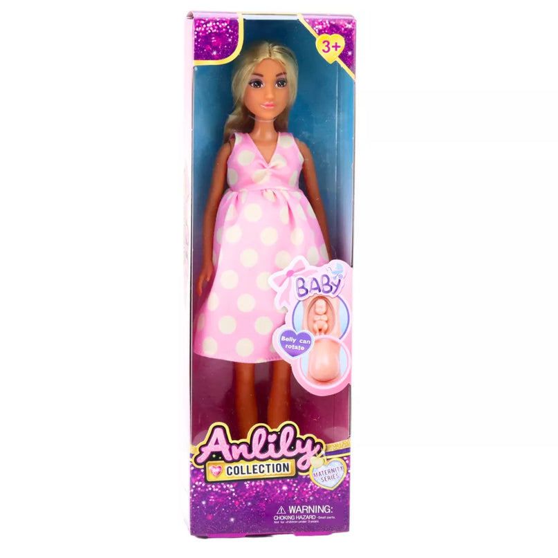 Vaikiška nėščia lėlė Anlily rožine suknele