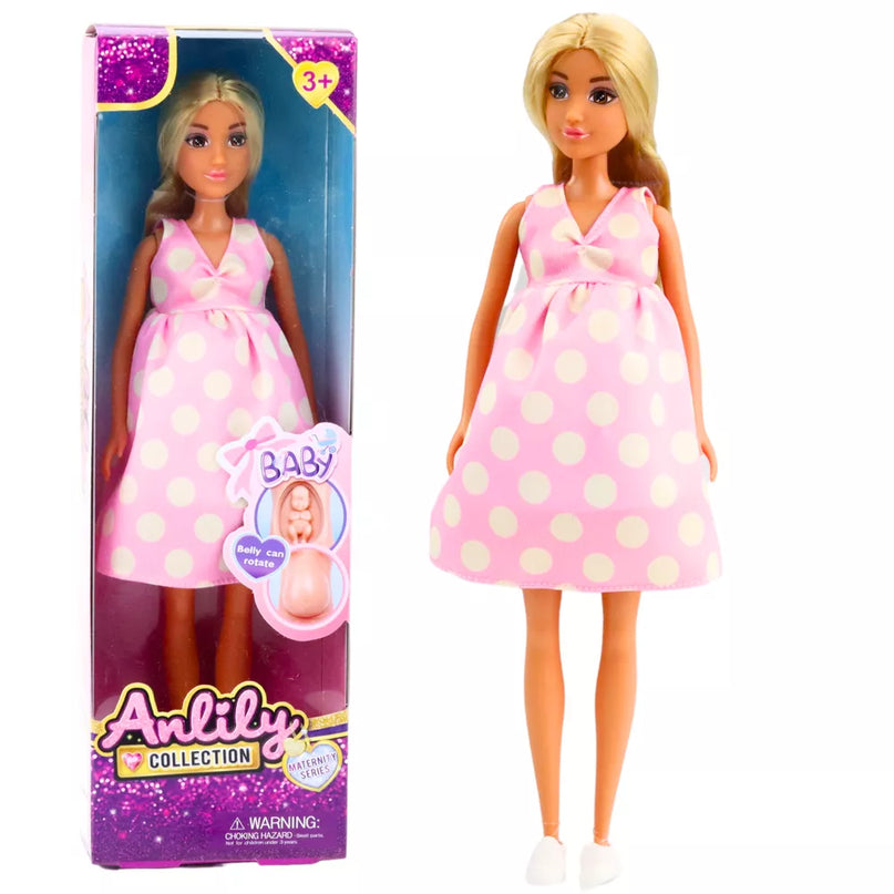 Vaikiška nėščia lėlė Anlily rožine suknele