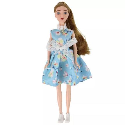 Vaikiška ilgaplaukė lėlytė Emilija su rudu katinu