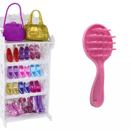 Vaikiška lėlė su suknelių ir aksesuarų rinkiniu