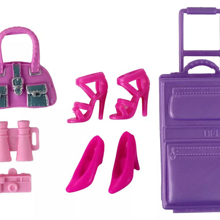 Vaikiška lėlė su ilgais plaukais ir lagaminėliu