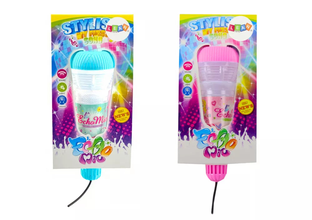 Dviejų spalvų vaikiškas mikrofonas su aido funkcija