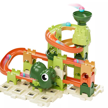 Dinozauro formos kamuoliukų bėgimo takelio konstrukciniai blokeliai