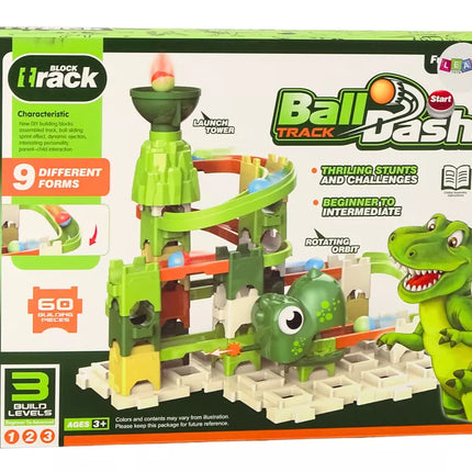 Dinozauro formos kamuoliukų bėgimo takelio konstrukciniai blokeliai