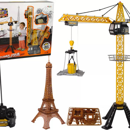 Statybinis kranas Valdomas R/C nuotolinio valdymo pulteliu 90 cm aukščio Eifelio bokšto konstrukcija