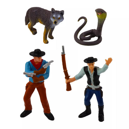 Kaubojaus figūrėlių rinkinys su vežimu