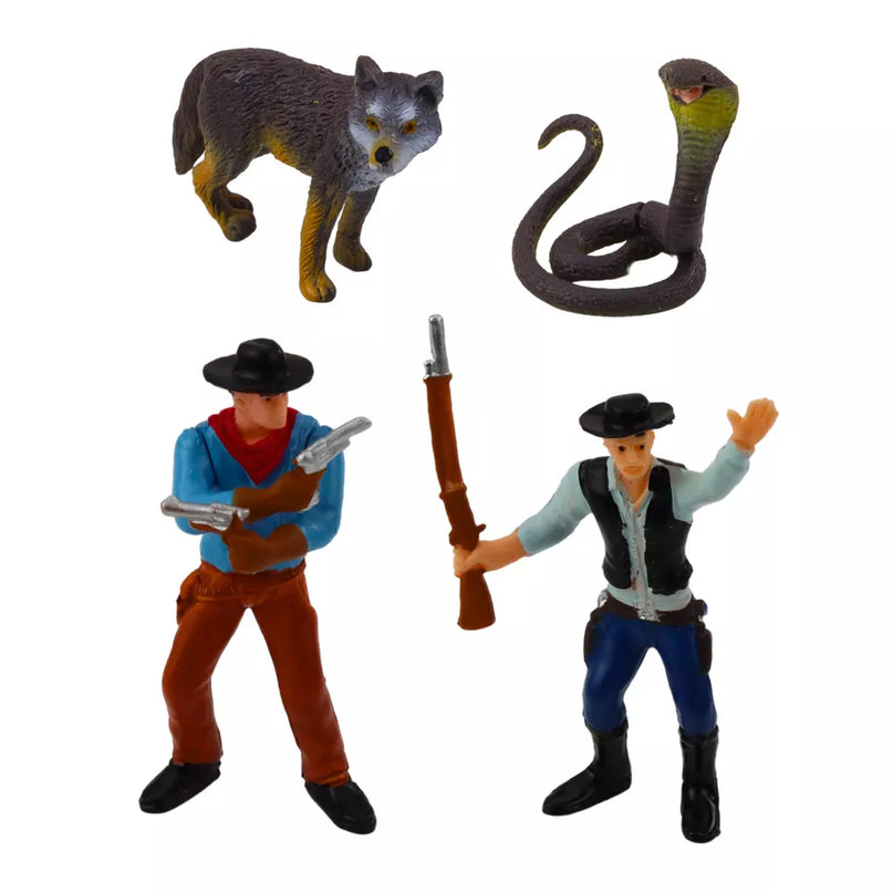 Kaubojaus figūrėlių rinkinys su vežimu