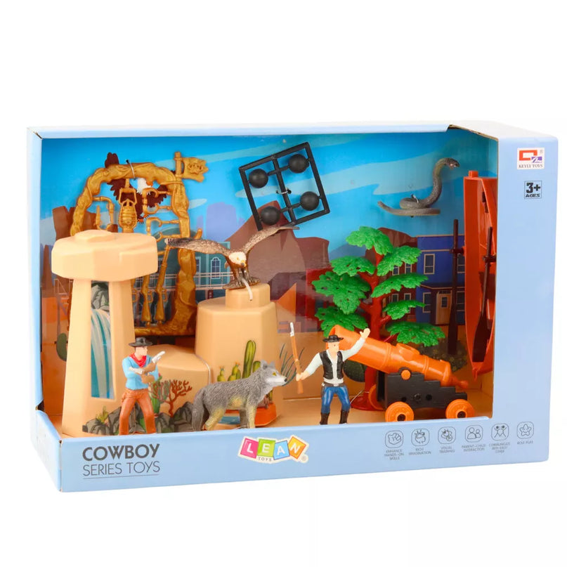 Kaubojaus figūrėlių rinkinys su vežimu