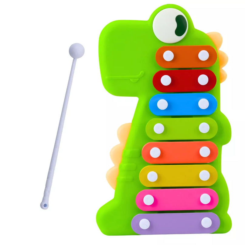 Muzikinis žalias dinozauro formos ksilifonas