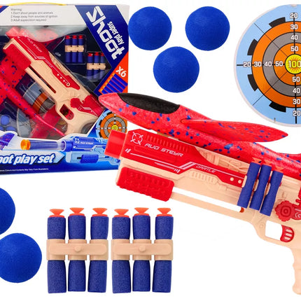 5 viename rinkinys su raudonu pistoletu ir priedais