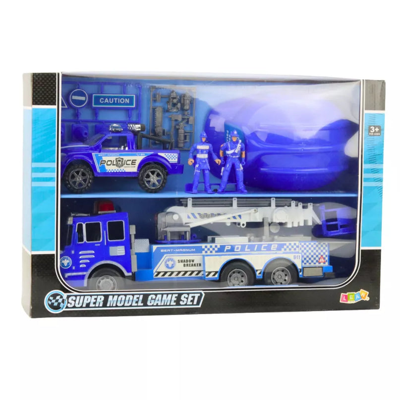 Didelis policijos automobilio figūrėlių rinkinys