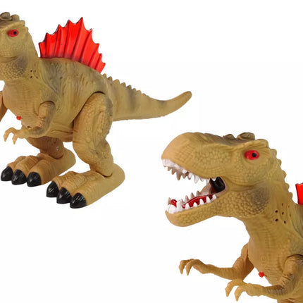 Rudas dinozauras su garų ir šviesos efektais