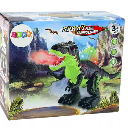 Rudas dinozauras su garų ir šviesos efektais